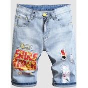 Lovely Men Casual Letter Print Broken Holes Baby B