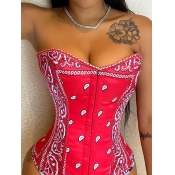 Lovely Street Off The Shoulder Star Print Red Cami