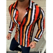Lovely Men Casual Striped Patchwork Croci Shirt