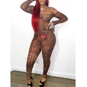 Lovely Sexy Off The Shoulder Leopard Print One-pie