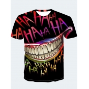 LW Men Polyester Graffiti Element Letter Regular T