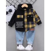 Lovely Boy Casual Plaid Letter Print Patchwork Yel