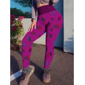 LW Sweet High-waisted Floral Print Rose Red Pants(