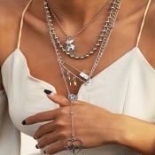 Lovely Chic Heart-shaped Star Patchwork Silver Mul