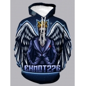 Lovely Men Casual Hooded Collar Print Baby Blue Ho