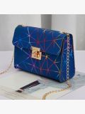 LW Faux Leather Geometric Print Metallic Lock Crossbody Bag