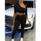 LW One Shoulder Fold Design Pants Set