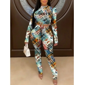 LW Sweet Letter Geometric Print Yellow Two Piece P