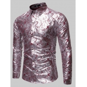 Lovely Men Casual Print Patchwork Red Shirt