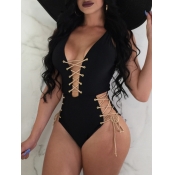 LW Bandage Hollow-out Design One-piece Swimsuit