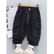 Lovely Boy Casual O Neck Letter Print Black Two Pi