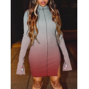 Lovely Street Turtleneck Gradient Split Grey Mini 