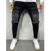 Lovely Men Street Hooded Collar Skeleton Print Blu