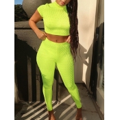 LW Casual Half A Turtleneck Skinny Green Two Piece