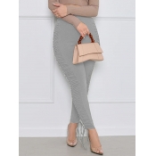 LW Casual Mid Waist Fold Design Drawstring Skinny 