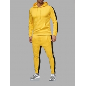 LW Men Striped Kangaroo Pocket Tracksuit Set