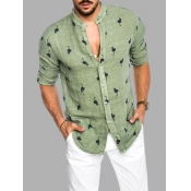 Lovely Men Casual Turndown Collar Animal Print Gre