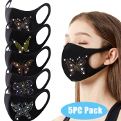 Lovely Casual Butterfly Sequined Black Face Mask (