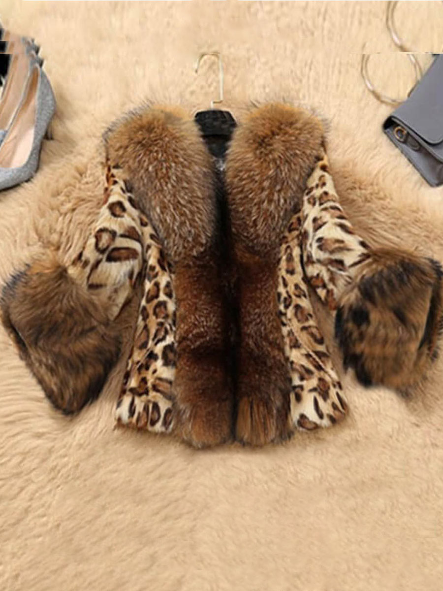 LW Casual Patchwork Leopard Print Coat