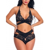 Lovely Sexy Cross-over Bandage Design Black Bra Se