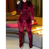 LW Velvet Turtleneck Ruched Pants Set