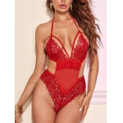 Lovely Sexy Backless Scalloped Bandage Design Red 