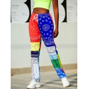 Lovely Casual Paisley Print Drawstring Red Pants