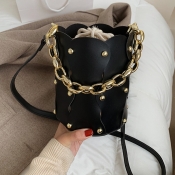 Lovely Casual Chain Decoration Black Crossbody Bag