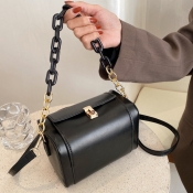Lovely Casual Chain Decoration Black Crossbody Bag