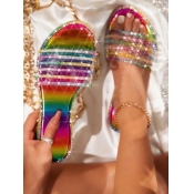 LW Sweet Tie-dye Sequined Multicolor Slides