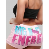 LW Plus Size Street Mid Waist Letter Print Pink Sh