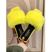 LW Casual Flufffy Yellow Slippers