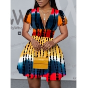 LW Casual Tie-dye Flounce Design Multicolor Mini A