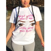 LW Street Eye Letter Print White T-shirt