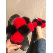 LW Casual Fluffy Red Slippers