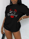 LW Lip Letter Print T-shirt