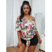 LW Casual Floral Print Flared Multicolor Blouse