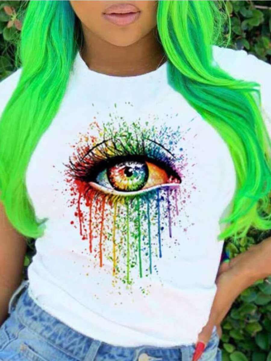 LW Street Eye Print White T-shirt