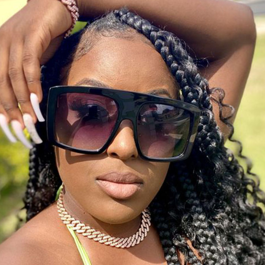 LW Street Wide Frame Black Sunglasses
