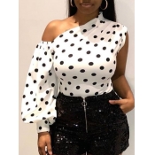 LW Stylish Dot Print White Blouse