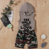 LW COTTON Sporty Hooded Collar Letter Camo Print G
