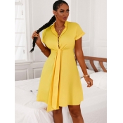 LW Casual Turndown Collar Bandage Design Yellow Kn