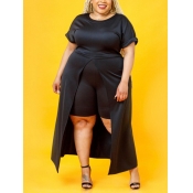 LW Plus Size Rolled Sleeve Split Two-piece Shorts 
