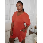 LW COTTON Plus Size Material Series V Neck Pocket 