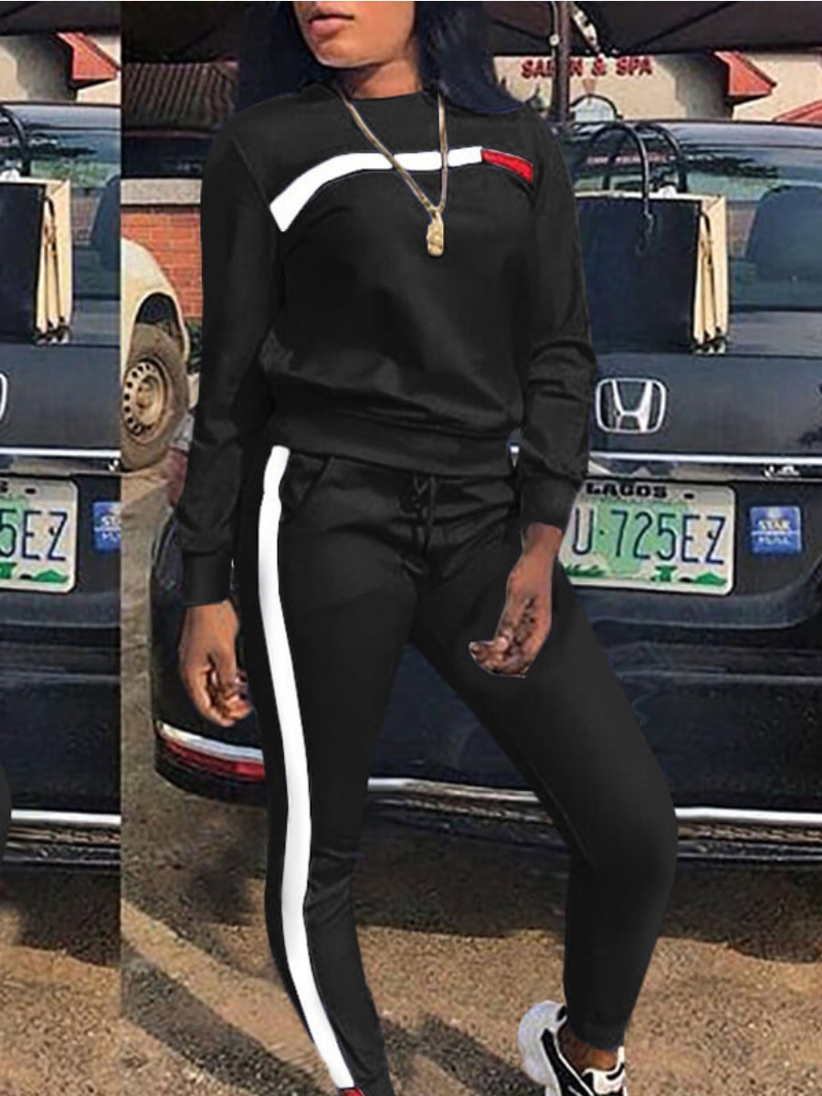 LW Striped Drawstring Pants Set