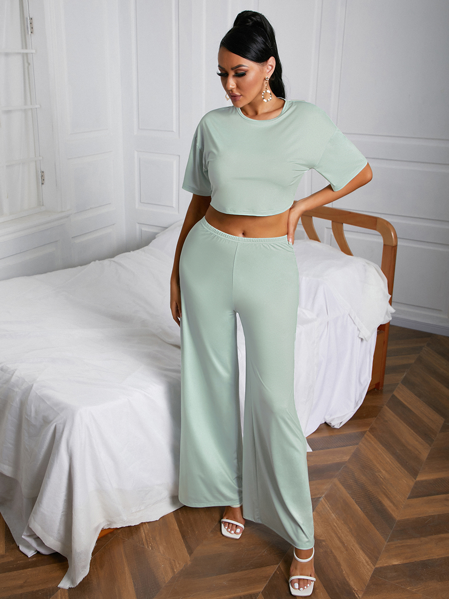 LW Crop Top Wide Leg Pants Set