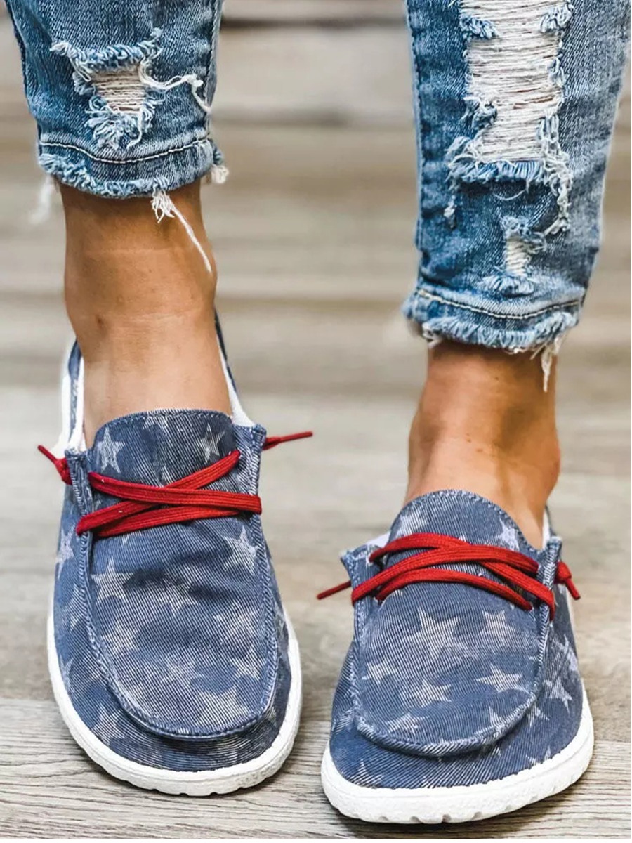 LW Star Print Round-toe Flats