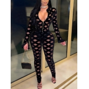 LW SXY See-through Zipper Design One-piece Jumpsui
