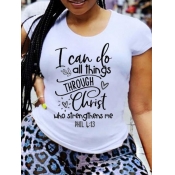 LW Round Neck Letter Print T-shirt