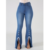 LW High-waisted Slit Flared Jeans (No Stretch)